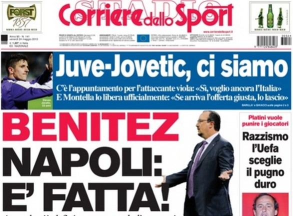 Rassegna stampa 24 maggio 2013: prime pagine di Gazzetta, Corriere e Tuttosport