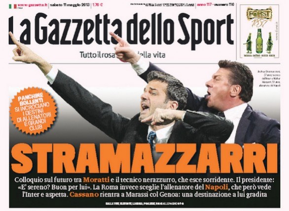 Rassegna stampa 11 maggio 2013: prime pagine di Gazzetta, Corriere e Tuttosport