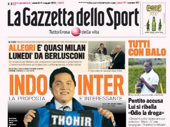 Rassegna stampa 31 maggio 2013: prime pagine di Gazzetta, Corriere e Tuttosport