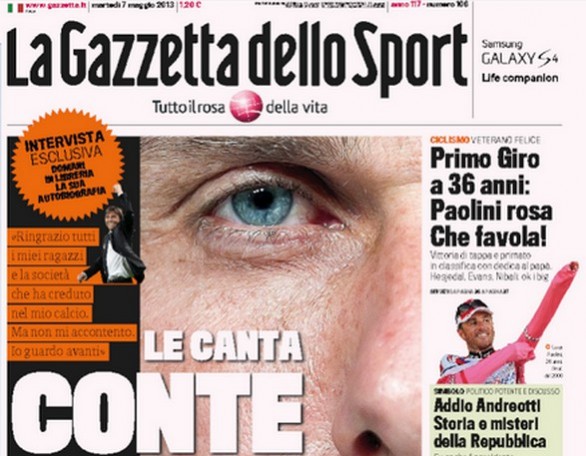 Rassegna stampa 7 maggio 2013: prime pagine di Gazzetta, Corriere e Tuttosport
