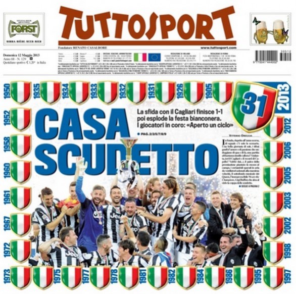 Rassegna stampa 12 maggio 2013: prime pagine di Gazzetta, Corriere e Tuttosport