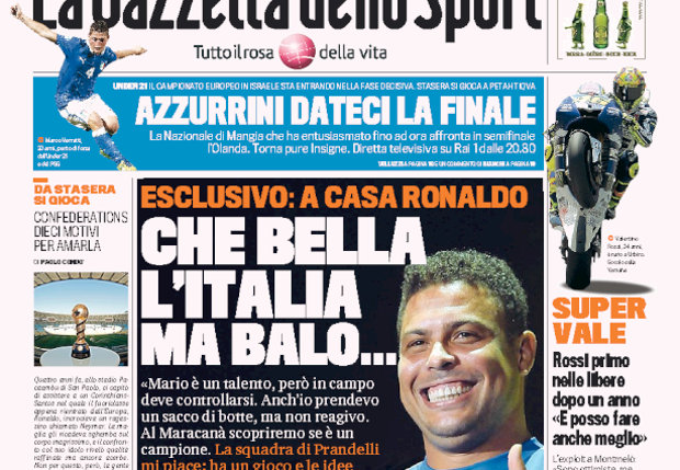 Rassegna stampa 15 giugno 2013: prime pagine di Gazzetta, Corriere e Tuttosport