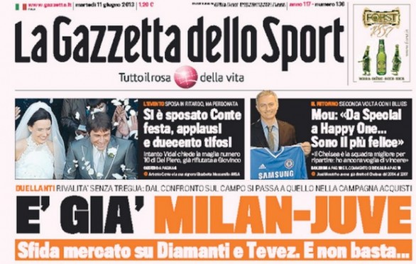Rassegna stampa 11 giugno 2013: prime pagine di Gazzetta, Corriere e Tuttosport