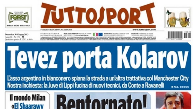 Rassegna stampa 30 giugno 2013: prime pagine di Gazzetta, Corriere e Tuttosport