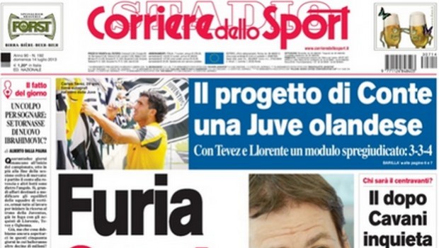 Rassegna stampa 14 luglio 2013: prime pagine di Gazzetta, Corriere e Tuttosport