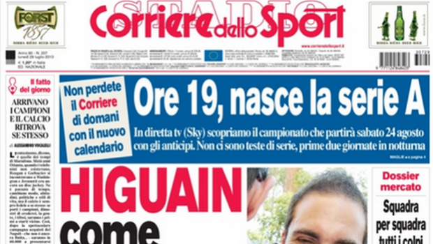 Rassegna stampa 29 luglio 2013: prime pagine di Gazzetta, Corriere e Tuttosport