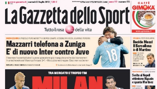 Rassegna stampa 23 luglio 2013: prime pagine di Gazzetta, Corriere e Tuttosport