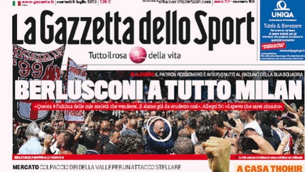 Rassegna stampa 9 luglio 2013: prime pagine di Gazzetta, Corriere e Tuttosport