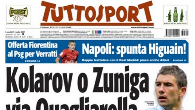 Rassegna stampa 15 luglio 2013: prime pagine di Gazzetta, Corriere e Tuttosport