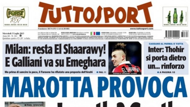 Rassegna stampa 3 luglio 2013: prime pagine di Gazzetta, Corriere e Tuttosport