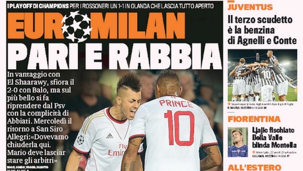 Rassegna stampa 21 agosto 2013: prime pagine di Gazzetta, Corriere e Tuttosport