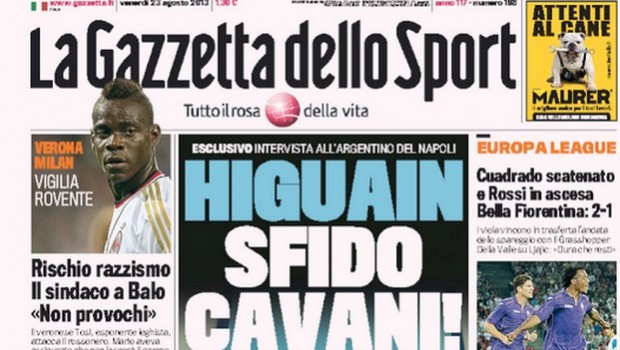 Rassegna stampa 23 agosto 2013: prime pagine di Gazzetta, Corriere e Tuttosport