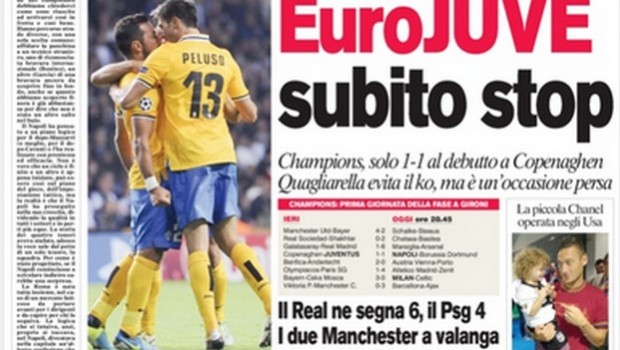 Rassegna stampa 18 settembre 2013: prime pagine di Gazzetta, Corriere e Tuttosport