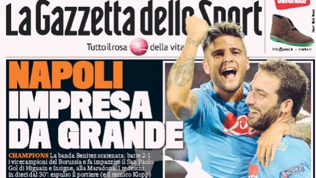 Rassegna stampa 19 settembre 2013: prime pagine di Gazzetta, Corriere e Tuttosport