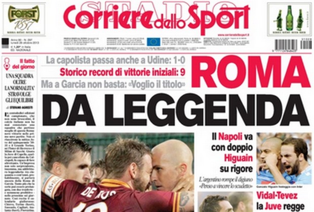 Rassegna stampa 28 ottobre 2013: prime pagine di Gazzetta, Corriere e Tuttosport