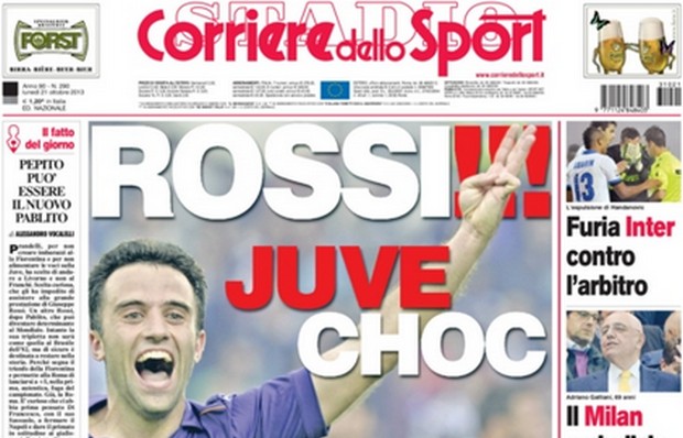 Rassegna stampa 21 ottobre 2013: prime pagine di Gazzetta, Corriere e Tuttosport