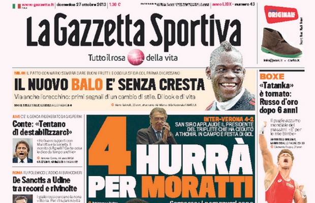 Rassegna stampa 27 ottobre 2013: prime pagine di Gazzetta, Corriere e Tuttosport