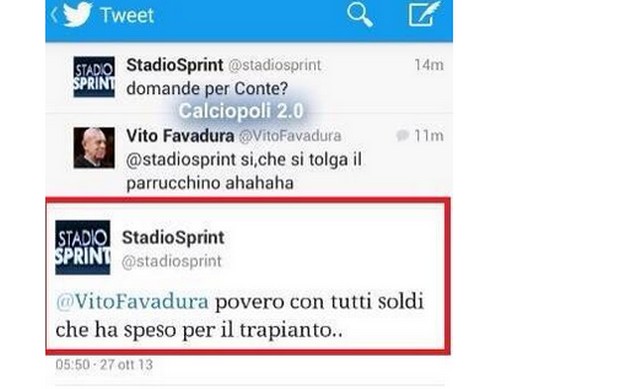 Stadio Sprint su Twitter prende in giro Antonio Conte, poi si scusa
