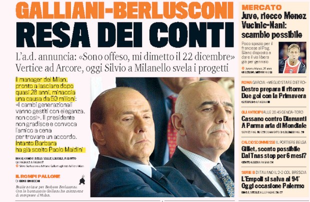 Rassegna stampa 30 novembre 2013: prime pagine di Gazzetta, Corriere e Tuttosport
