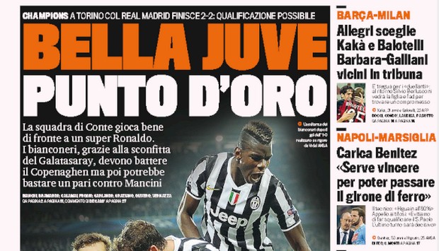 Rassegna stampa 6 novembre 2013: prime pagine di Gazzetta, Corriere e Tuttosport