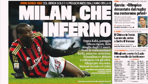 Rassegna stampa 24 novembre 2013: prime pagine di Gazzetta, Corriere e Tuttosport