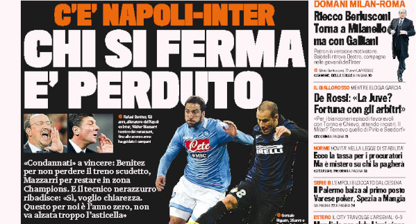 Rassegna stampa 15 dicembre 2013: prime pagine di Gazzetta, Corriere e Tuttosport