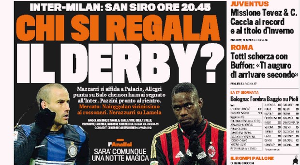 Rassegna stampa 22 dicembre 2013: prime pagine di Gazzetta, Corriere e Tuttosport