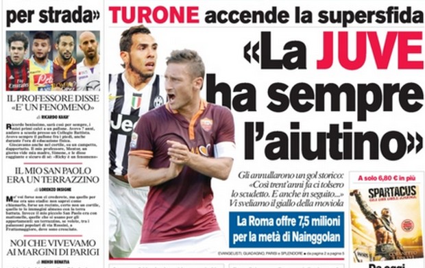 Rassegna stampa 28 dicembre 2013: prime pagine di Gazzetta, Corriere e Tuttosport