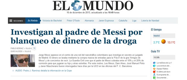 Messi, il padre Jorge è indagato per traffico di stupefacenti