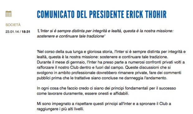 La vuota replica di Thohir a Marotta: l&#8217;Inter sbanda (ostentando orgoglio)