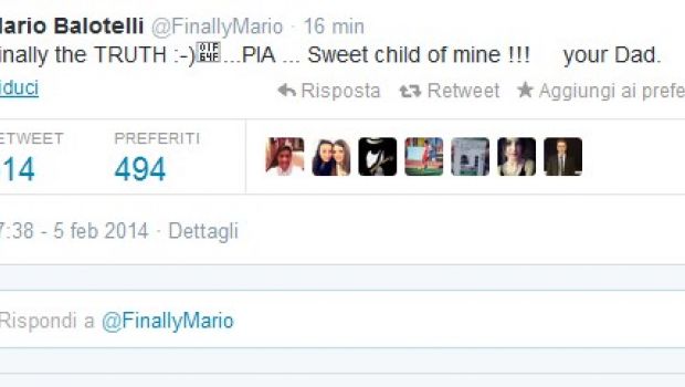 Gossip, Balotelli annuncia su Twitter: &#8220;Sono il papà di Pia&#8221;