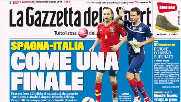 Rassegna stampa 5 marzo 2014: prime pagine di Gazzetta, Corriere e Tuttosport