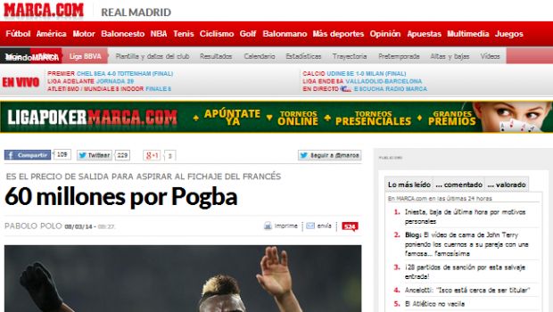 Marca: &#8220;Pogba non vuole rinnovare, il Real offre 60 milioni alla Juve&#8221;