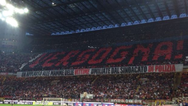 La coreografia della Curva del Milan nel Derby | Polizia &#8216;Vergogna&#8217; (Foto)