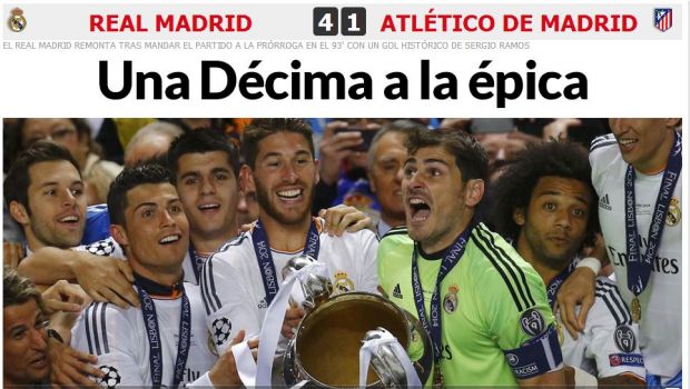 Real Madrid campione d&#8217;Europa: &#8220;Decima epica&#8221; per Marca, i titoli dei giornali spagnoli