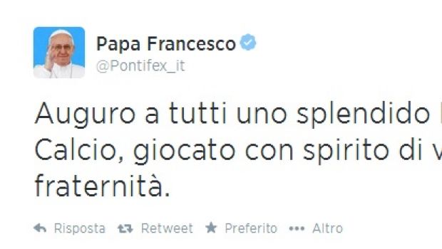 Mondiali Brasile 2014, Papa Francesco: tweet e auguri in video