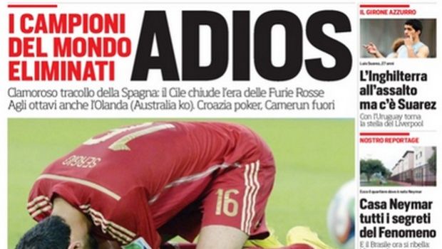 Rassegna stampa 19 giugno 2014: prime pagine di Gazzetta, Corriere e Tuttosport