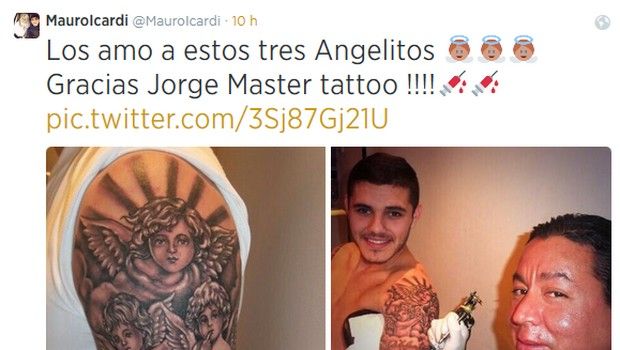 Icardi, altro affronto a Maxi Lopez: si tatua sul braccio le facce dei tre figli
