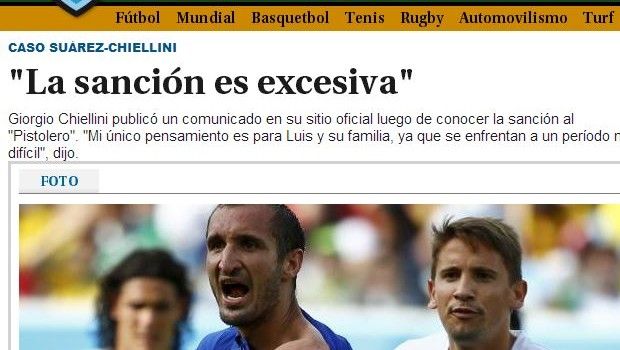 Chiellini insultato sui siti uruguaiani: “Tano de m..rda!” – Foto