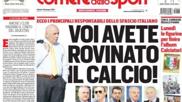 Rassegna stampa 28 giugno 2014: prime pagine di Gazzetta, Corriere e Tuttosport