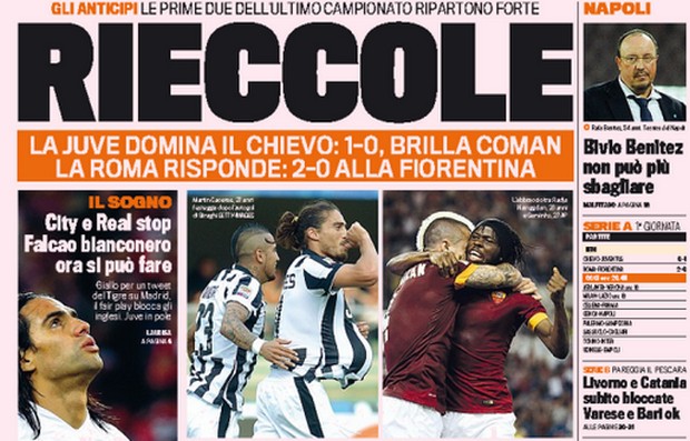 Rassegna stampa 31 agosto 2014: prime pagine Gazzetta, Corriere e Tuttosport