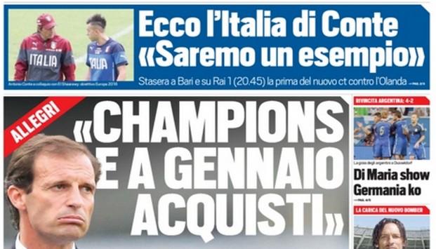 Rassegna stampa 4 settembre 2014: prime pagine Gazzetta, Corriere e Tuttosport