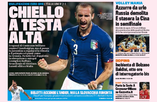 Rassegna stampa 11 ottobre 2014: prime pagine Gazzetta, Corriere e Tuttosport