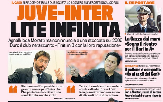 Rassegna stampa 25 ottobre 2014: prime pagine Gazzetta, Corriere e Tuttosport