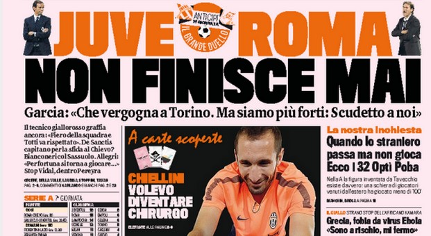 Rassegna stampa 18 ottobre 2014: prime pagine Gazzetta, Corriere e Tuttosport