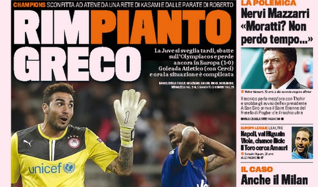 Rassegna stampa 23 ottobre 2014: prime pagine Gazzetta, Corriere e Tuttosport