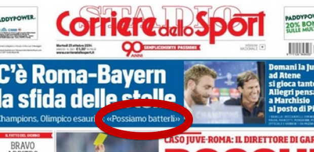 Roma-Bayern 1-7…. e sul web si scatenano tweet, foto e commenti ironici