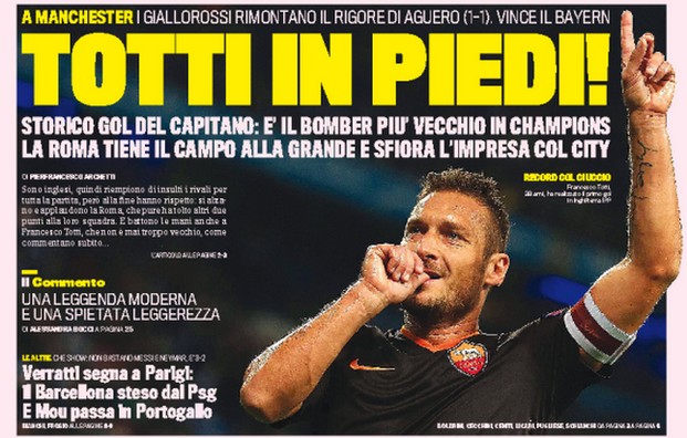 Rassegna stampa 1 ottobre 2014: prime pagine Gazzetta, Corriere e Tuttosport