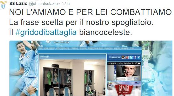 La Lazio sceglie lo slogan che comparirà sui muri dello spogliatoio