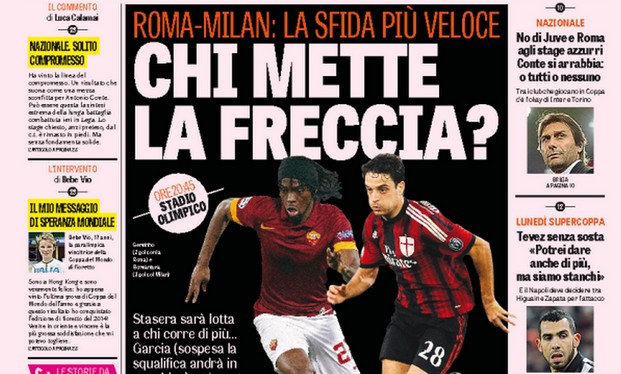 Rassegna stampa 20 dicembre 2014: prime pagine Gazzetta, Corriere e Tuttosport